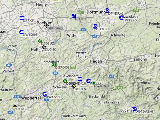 Karte mit APRS-Positionsmeldungen